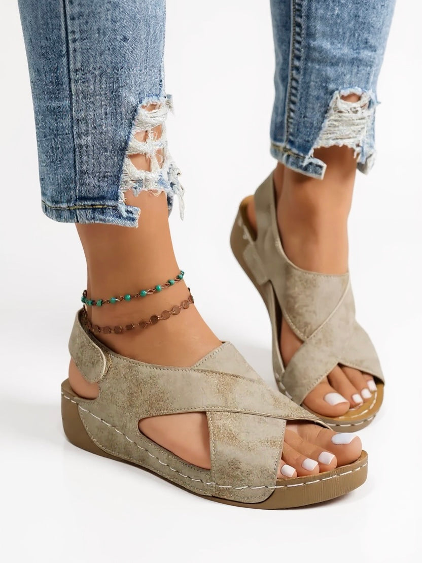 Women's Orthopedic Sandals with Platform Sole and Wedge Heel