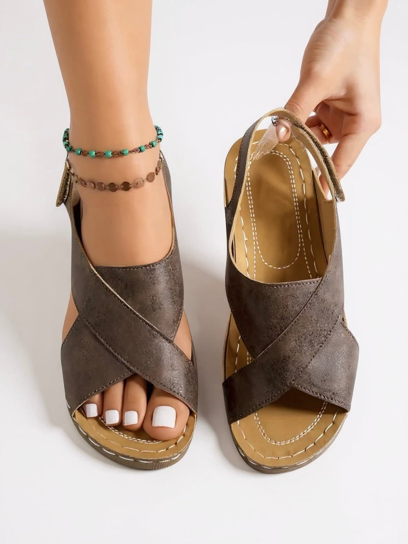 Women's Orthopedic Sandals with Platform Sole and Wedge Heel