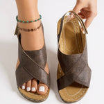 Women's Orthopedic Sandals with Platform Sole and Wedge Heel
