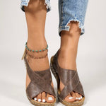 Women's Orthopedic Sandals with Platform Sole and Wedge Heel