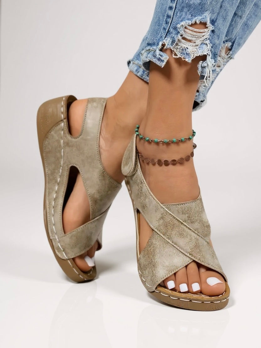 Women's Orthopedic Sandals with Platform Sole and Wedge Heel