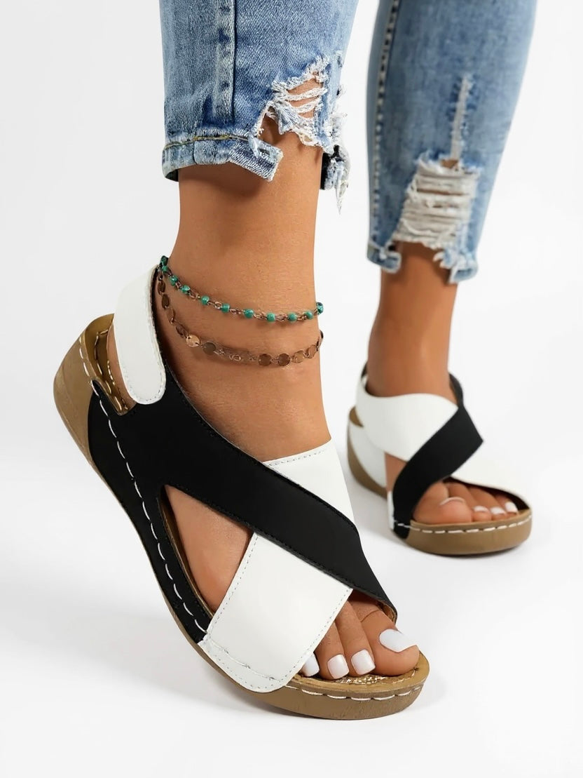 Women's Orthopedic Sandals with Platform Sole and Wedge Heel