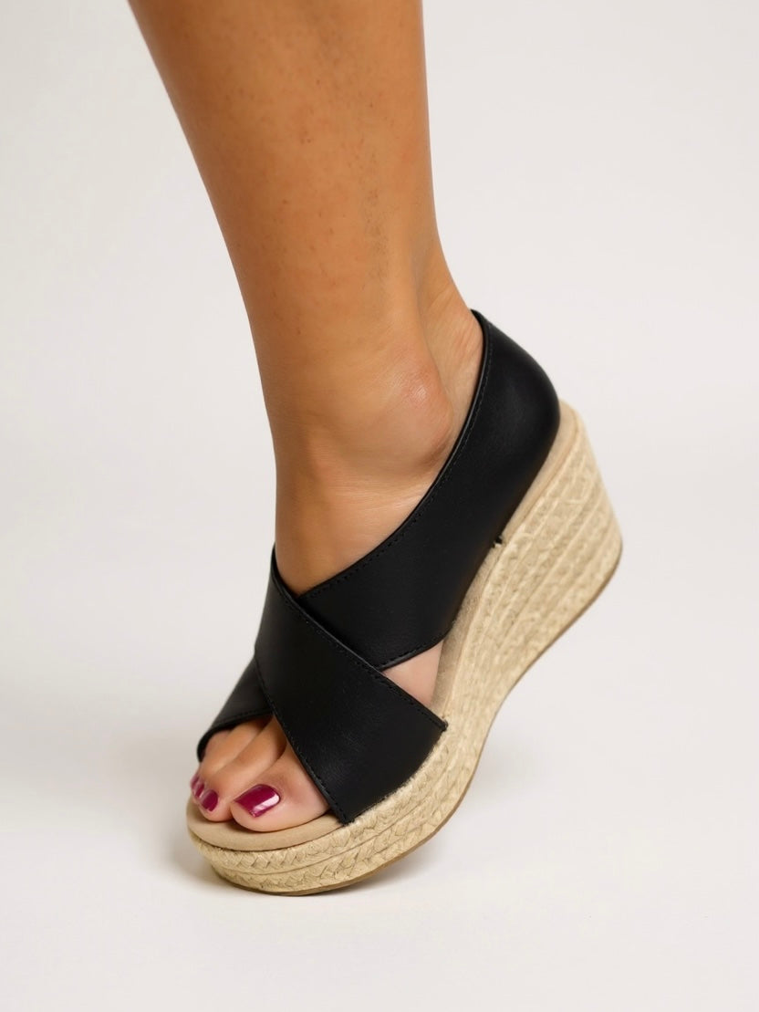 Women's Wedge Sandals with Espadrille Sole and Adjustable Strap
