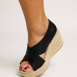 Women's Wedge Sandals with Espadrille Sole and Adjustable Strap