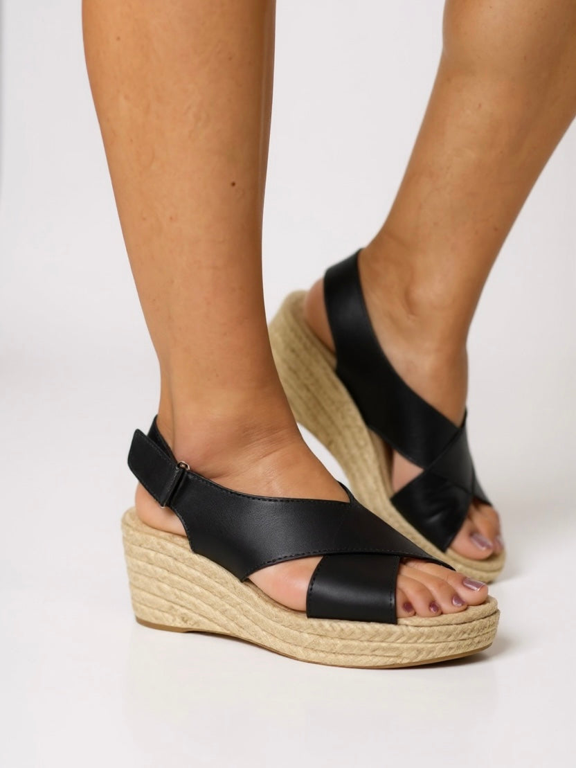 Women's Wedge Sandals with Espadrille Sole and Adjustable Strap
