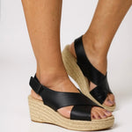 Women's Wedge Sandals with Espadrille Sole and Adjustable Strap