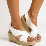 Women's Wedge Sandals with Espadrille Sole and Adjustable Strap
