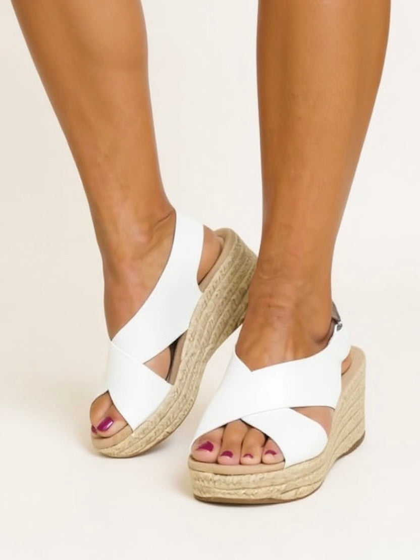 Women's Wedge Sandals with Espadrille Sole and Adjustable Strap