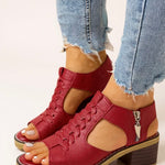 Womens Orthopedic Sandals with Block Heel and Zip Closure