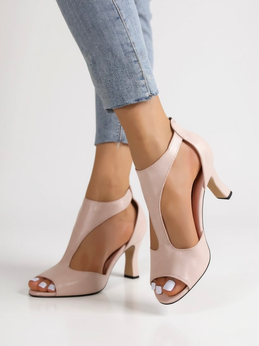 Women's Orthopedic Sandals with Block Heel and Cutout Design