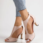 Women's Orthopedic Sandals with Block Heel and Cutout Design