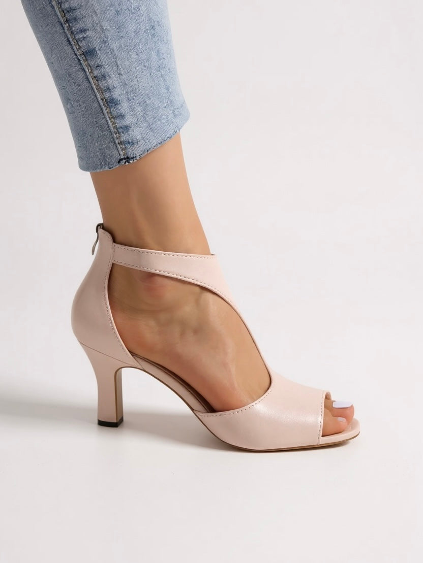 Women's Orthopedic Sandals with Block Heel and Cutout Design