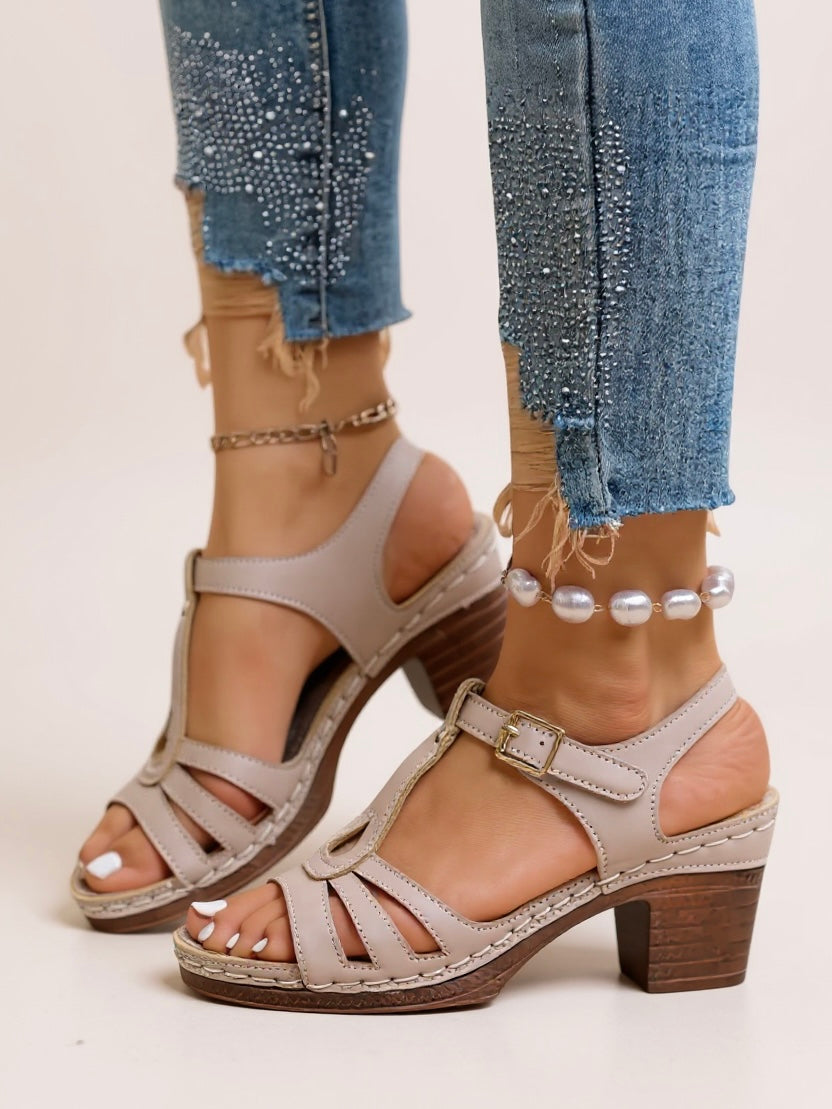 Women's Orthopedic Sandals with Block Heel and Cushioned Insole