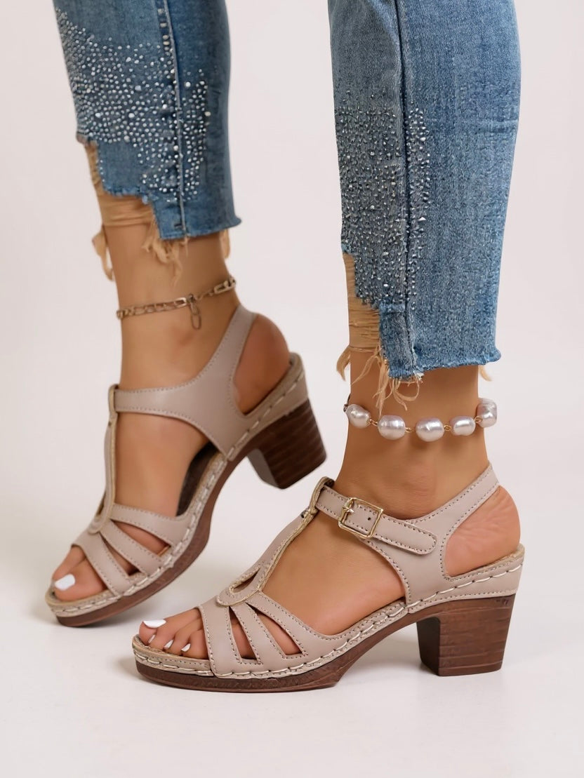 Women's Orthopedic Sandals with Block Heel and Cushioned Insole