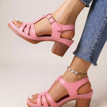 Women's Orthopedic Sandals with Block Heel and Cushioned Insole