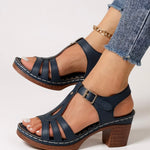 Women's Orthopedic Sandals with Block Heel and Cushioned Insole