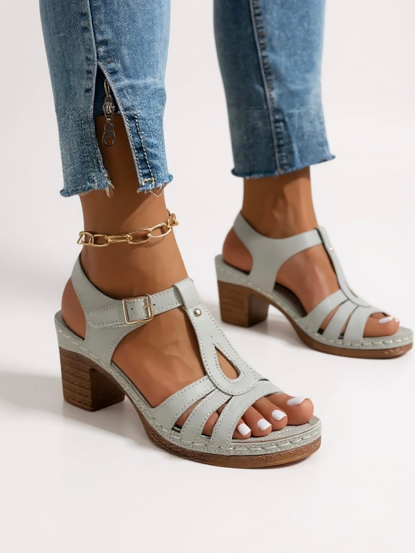 Women's Orthopedic Sandals with Block Heel and Cushioned Insole