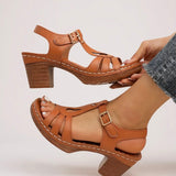 Women's Orthopedic Sandals with Block Heel and Cushioned Insole