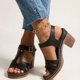 Women's Orthopedic Sandals with Block Heel and Cushioned Insole