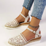 Womens Orthopedic Sandals with Woven Upper and Platform Sole