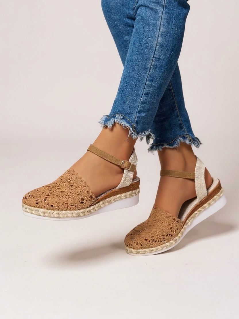 Womens Orthopedic Sandals with Woven Upper and Platform Sole