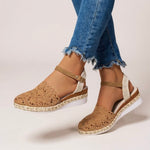 Womens Orthopedic Sandals with Woven Upper and Platform Sole