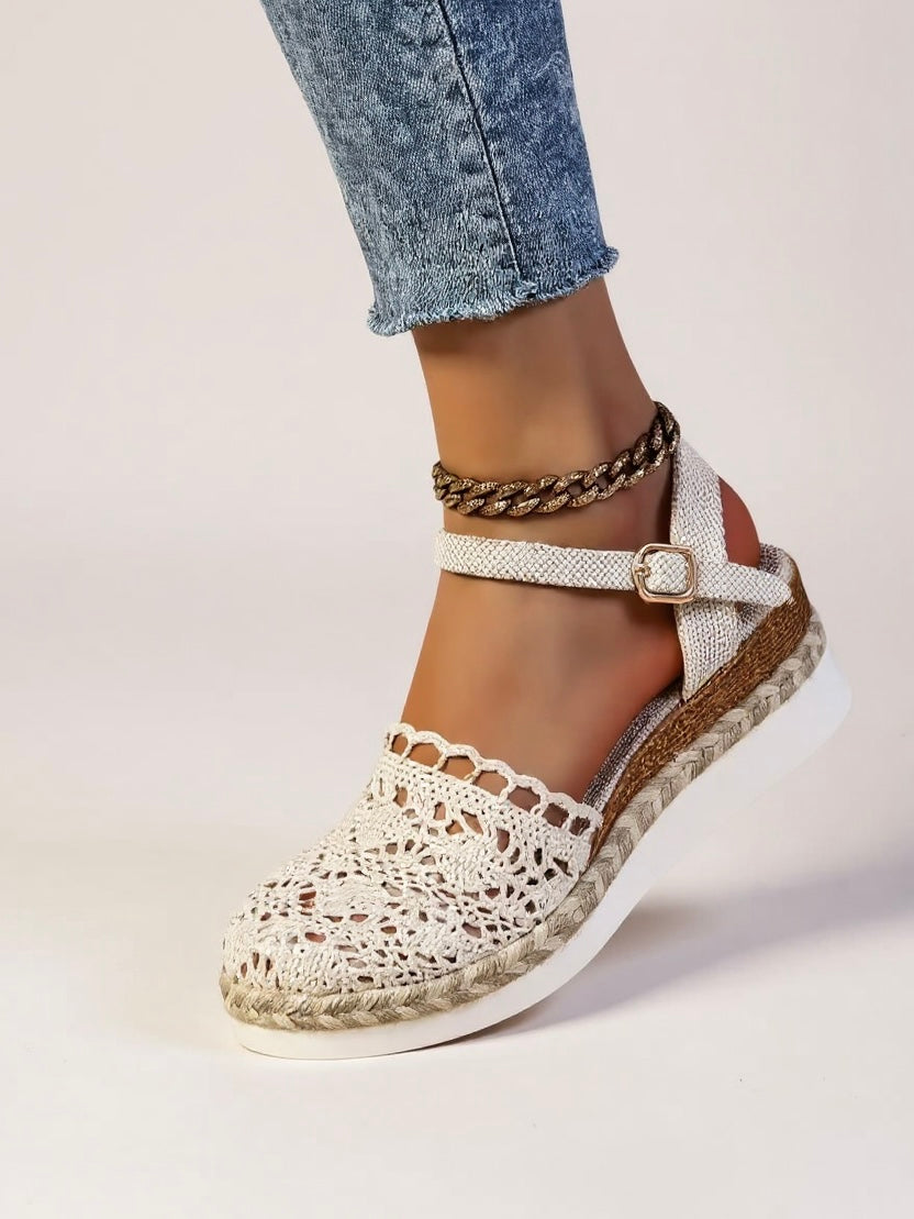 Womens Orthopedic Sandals with Woven Upper and Platform Sole