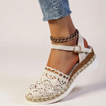 Womens Orthopedic Sandals with Woven Upper and Platform Sole
