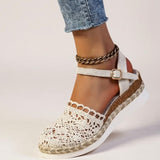 Womens Orthopedic Sandals with Woven Upper and Platform Sole