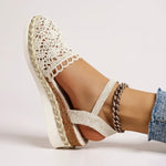 Womens Orthopedic Sandals with Woven Upper and Platform Sole