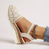 Womens Orthopedic Sandals with Woven Upper and Platform Sole