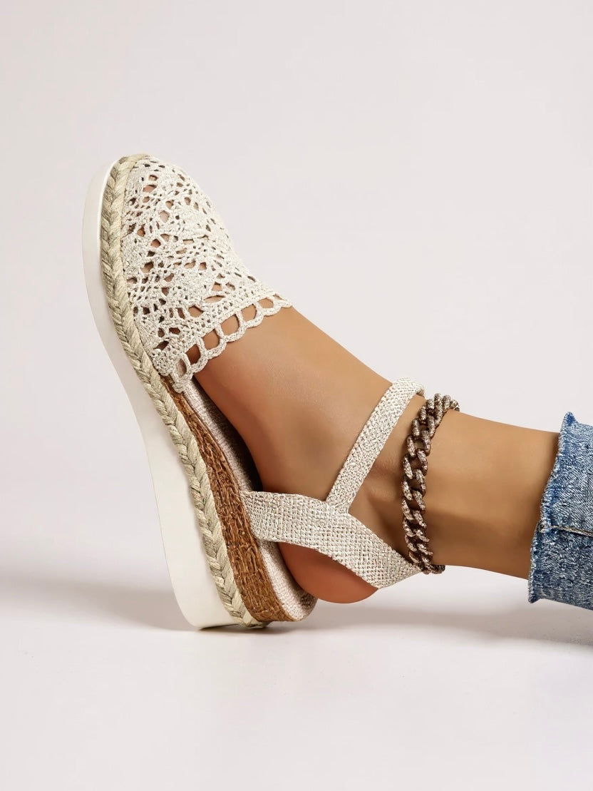 Womens Orthopedic Sandals with Woven Upper and Platform Sole