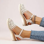 Womens Orthopedic Sandals with Woven Upper and Platform Sole