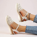 Womens Orthopedic Sandals with Woven Upper and Platform Sole