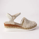 Womens Orthopedic Sandals with Woven Upper and Platform Sole