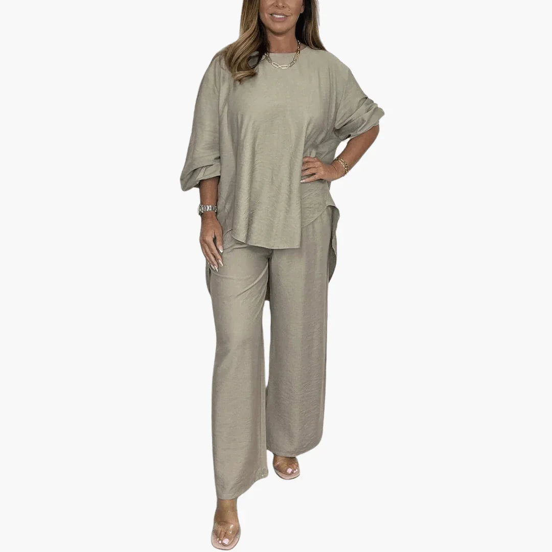 Loungewear Set for Women  Wide Pants & Loose Blouse