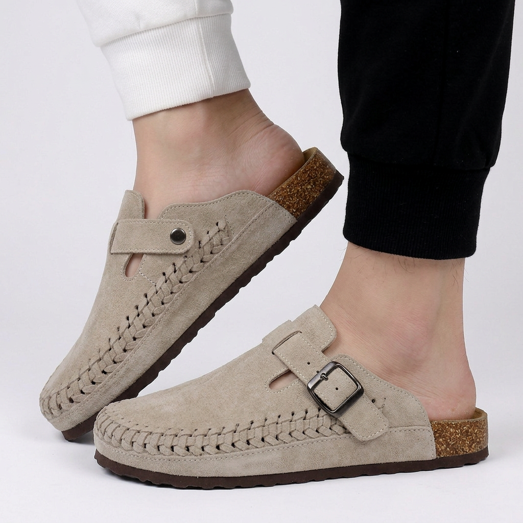 Bavane | Men's House Slippers with Braided Detail and Closed Upper