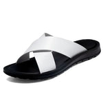 Men's Leather Sandals with Slip On and Flexible Footbed