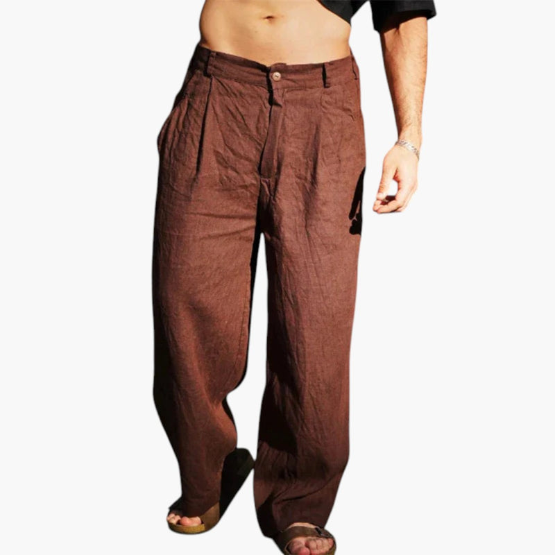 Bavane | Men's Linen Pants with Wide Legs and Pleated Front