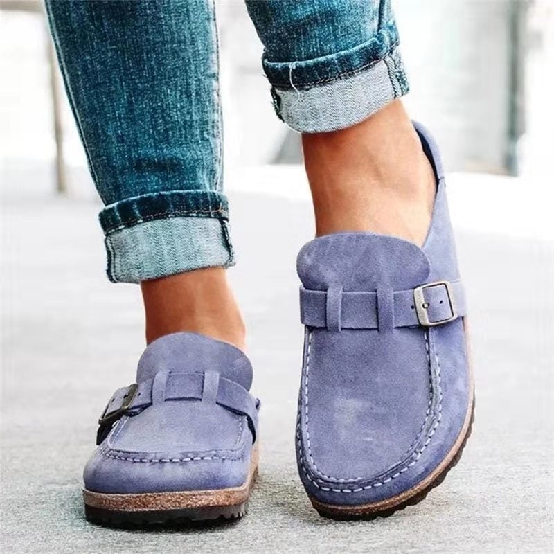 Men's Orthopedic Loafers with Suede Upper and Buckle Strap