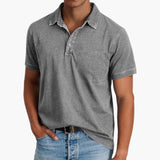 Men's Polo Shirt with Button Placket and Short Sleeves