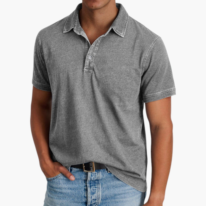 Men's Polo Shirt with Button Placket and Short Sleeves