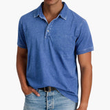 Men's Polo Shirt with Button Placket and Short Sleeves