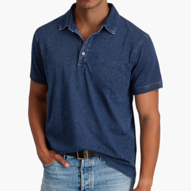 Men's Polo Shirt with Button Placket and Short Sleeves
