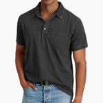 Men's Polo Shirt with Button Placket and Short Sleeves