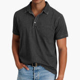 Men's Polo Shirt with Button Placket and Short Sleeves