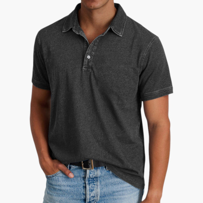 Men's Polo Shirt with Button Placket and Short Sleeves