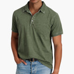 Men's Polo Shirt with Button Placket and Short Sleeves