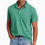 Men's Polo Shirt with Button Placket and Short Sleeves