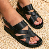 Men's Sandals with Buckle Closure and Thick Sole